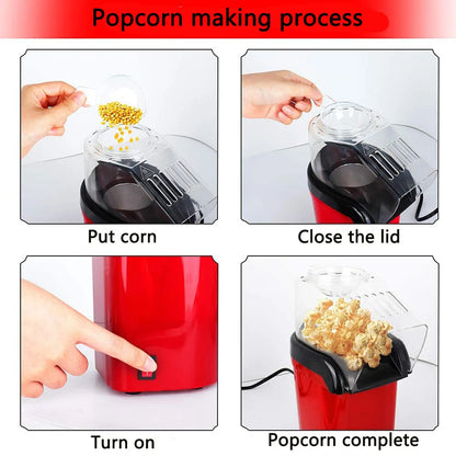 1200W Mini Oil-Free Popcorn Maker for Home