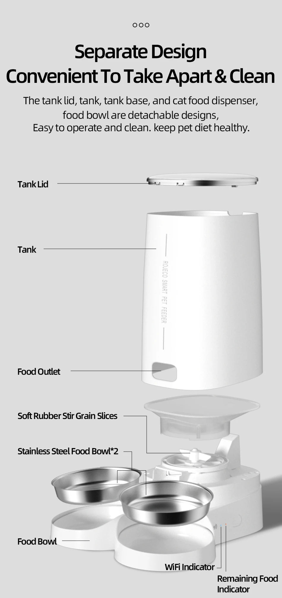 ROJECO WiFi Automatic Cat Feeder