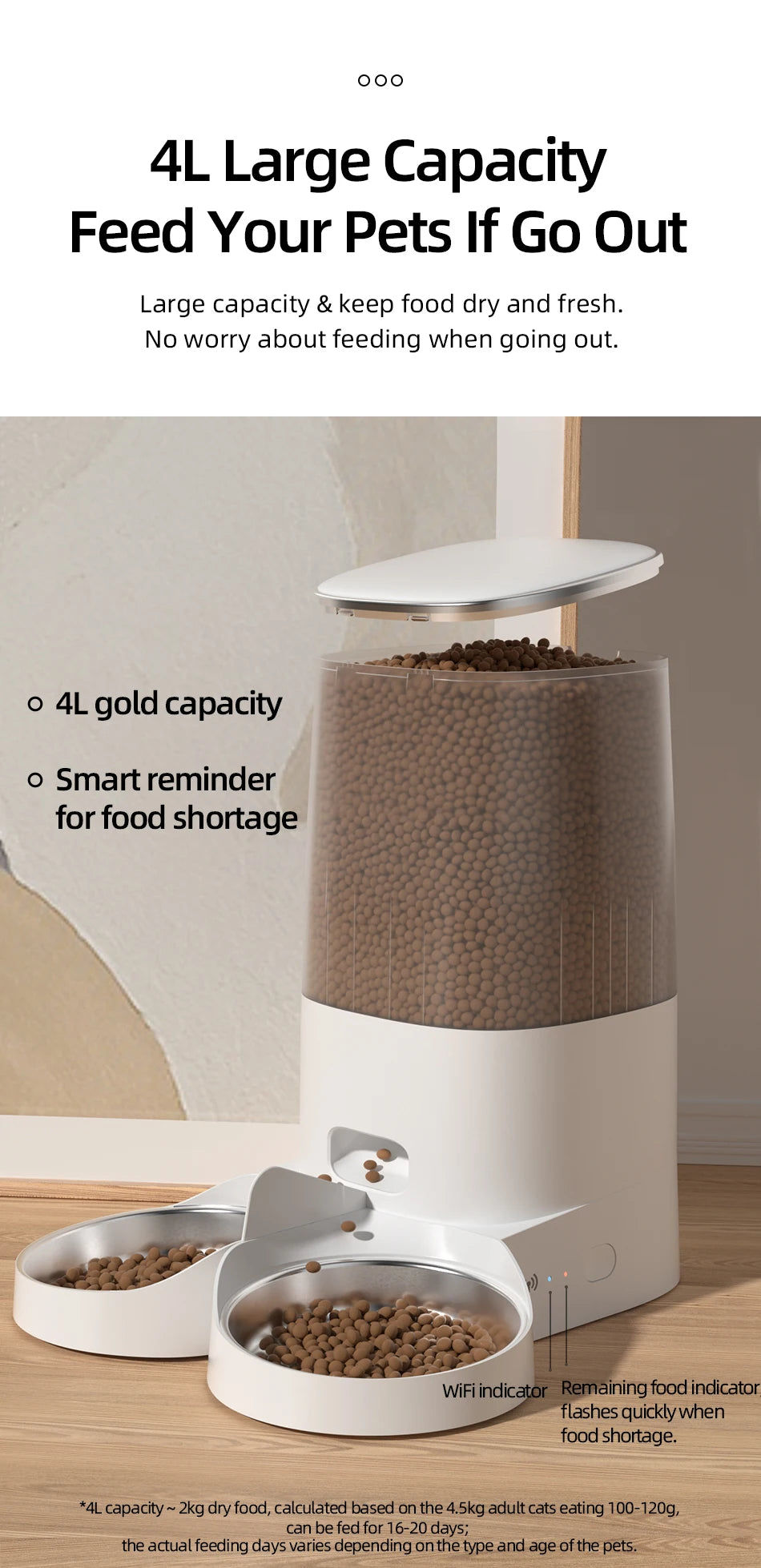 ROJECO WiFi Automatic Cat Feeder