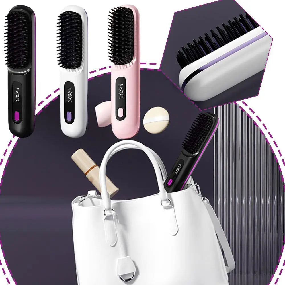 Wireless Heated Hair Straightening Brush