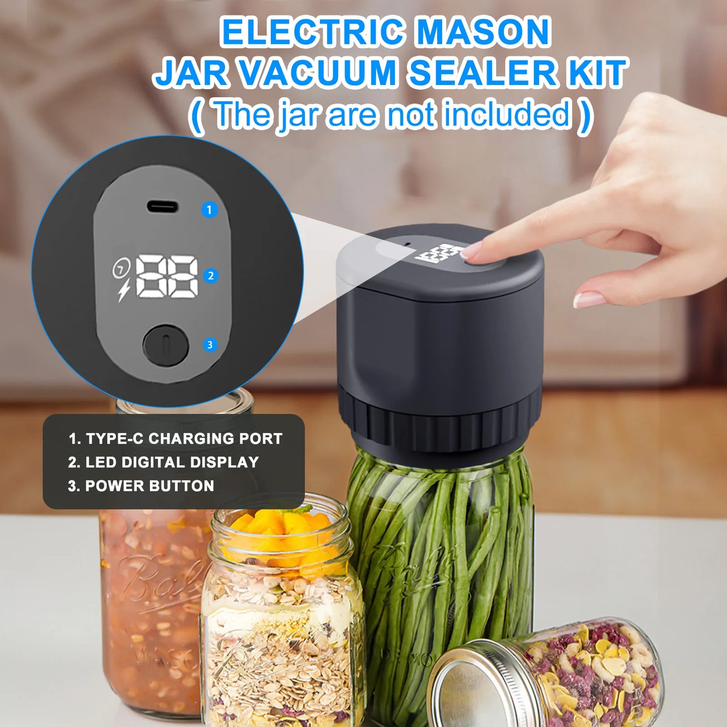 Cordless Electric Mason Jar Vacuum Sealer