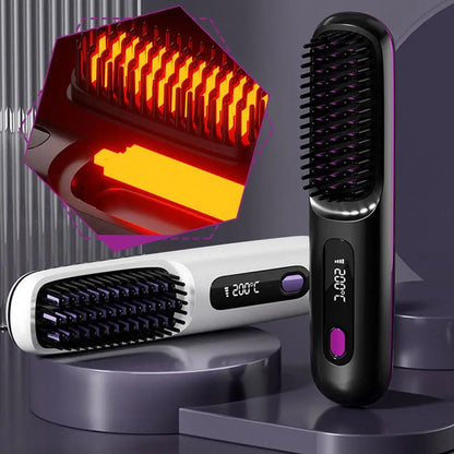 Wireless Heated Hair Straightening Brush