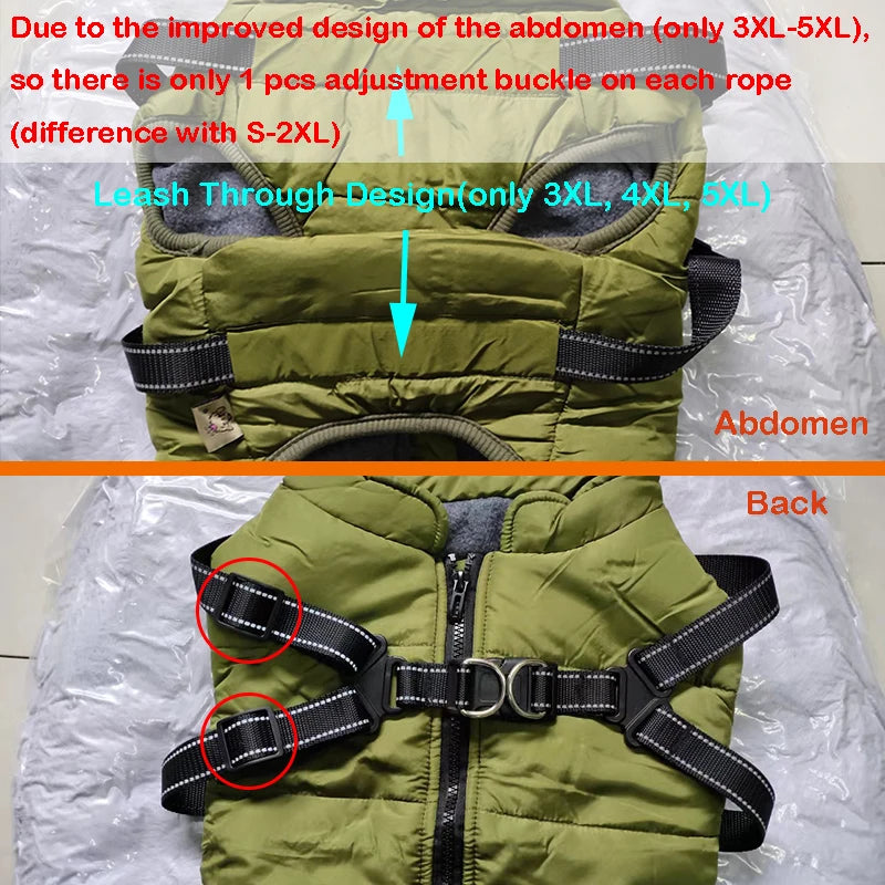 Winter Waterproof Dog Jacket with Harness