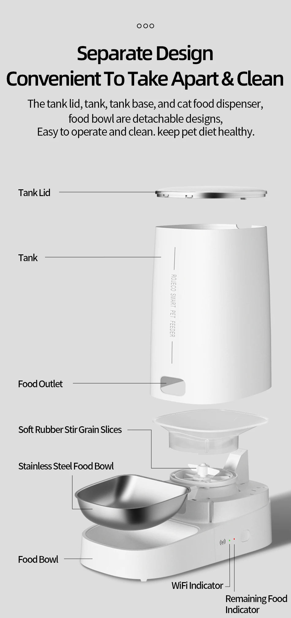 ROJECO WiFi Automatic Cat Feeder