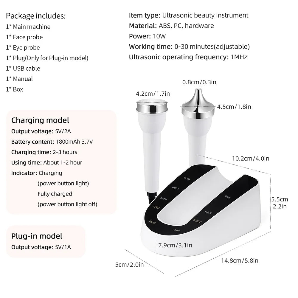 2-in-1 Ultrasonic Facial & Eye Massager