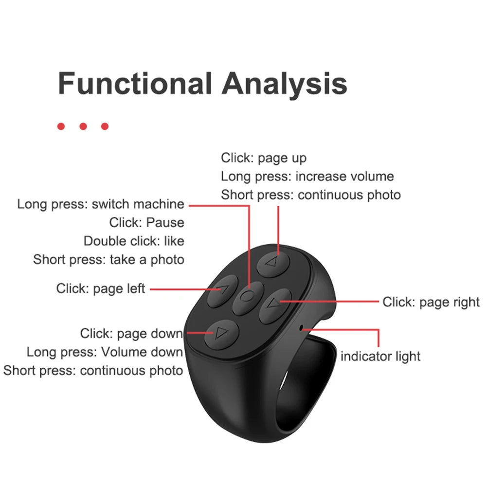 Bluetooth Ring Remote Control for Selfie & Video